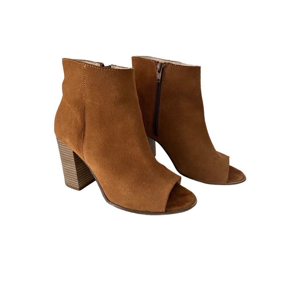 Primadonna Collection Genuine Suede Leather Boots Camel Brown Stacked Heel EU 37